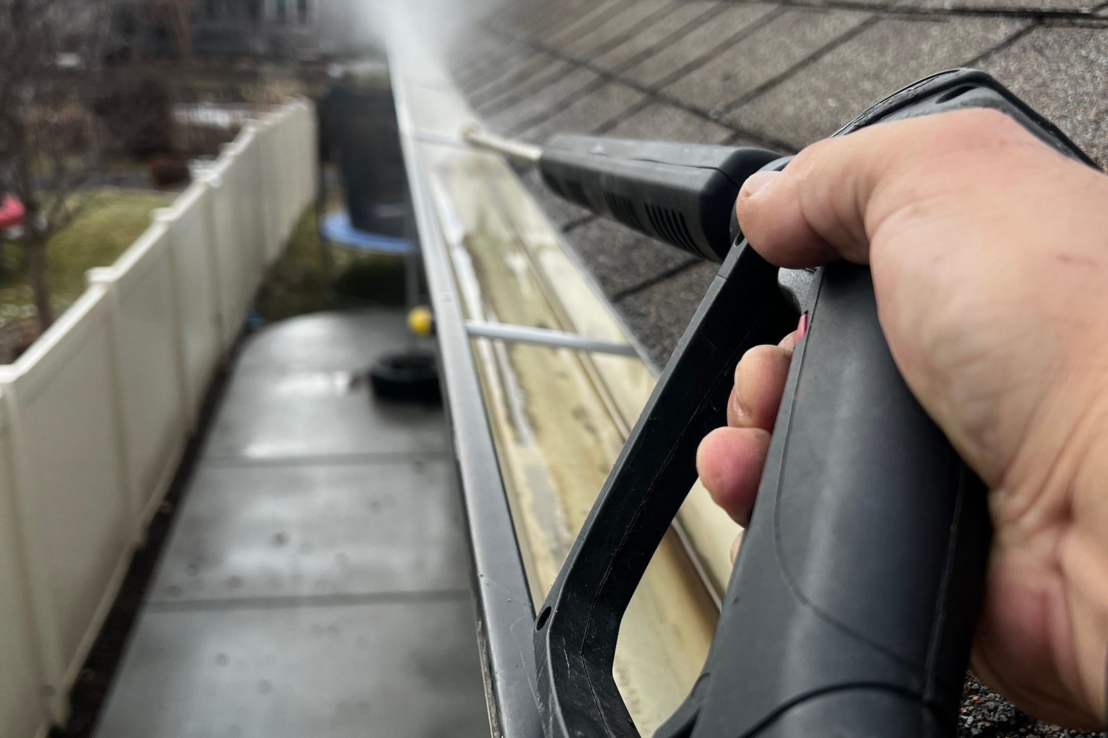 Kestrel crew cleaning gutters